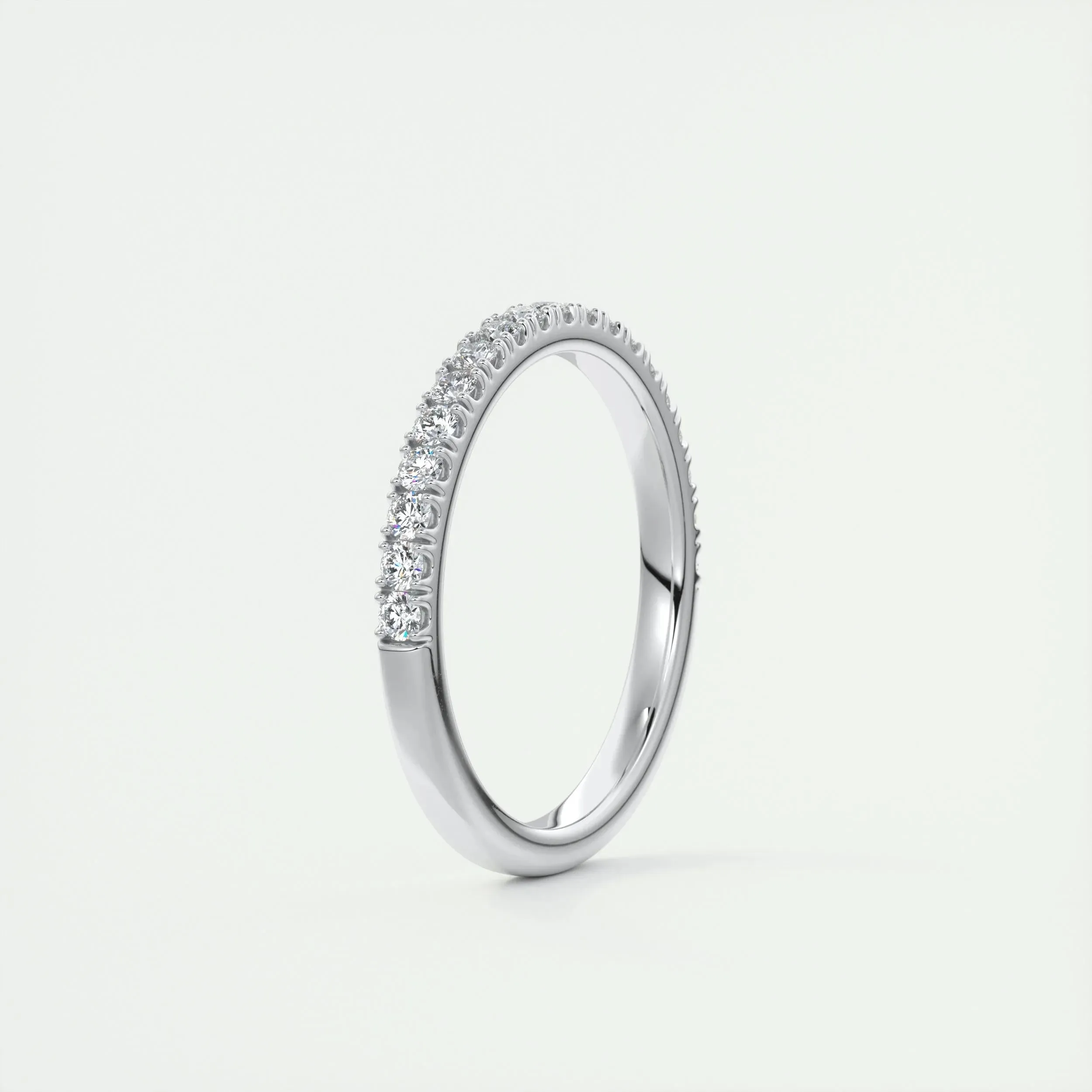 0.38 Round Half Eternity Stacking Moissanite Bridal Wedding Band