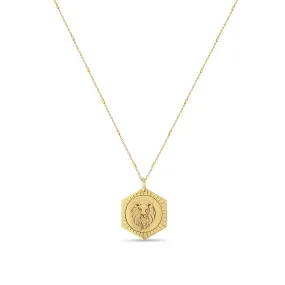 14k Animal Hexagon Medallion Necklace