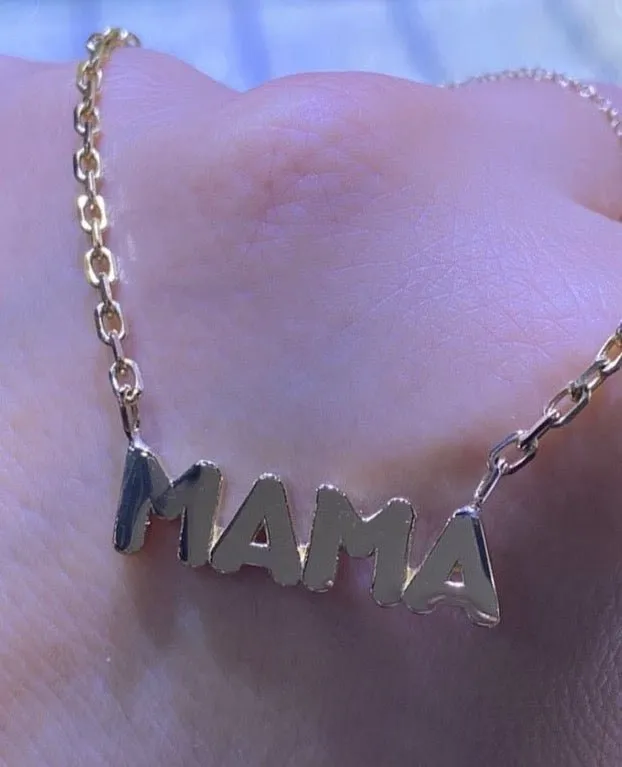 14k Gold Mama Necklace with Link Chain