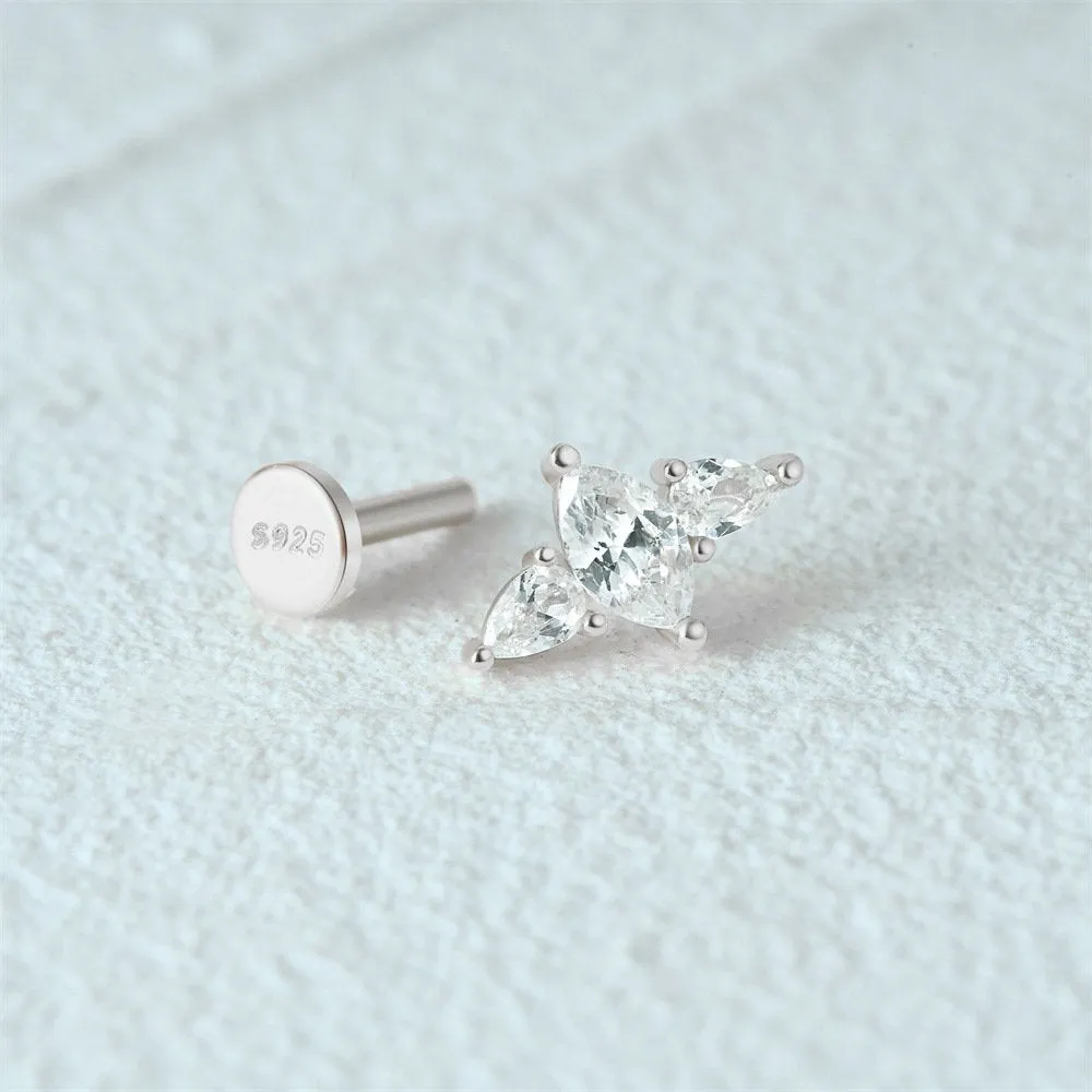 14k Gold Plated CZ Diamonds Flat Back Earrings