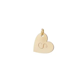 14k Single Cursive Initial Medium Heart Charm Pendant