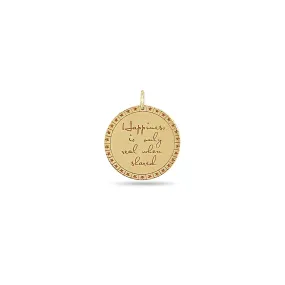 14k Single Large Mantra Disc Charm Pendant