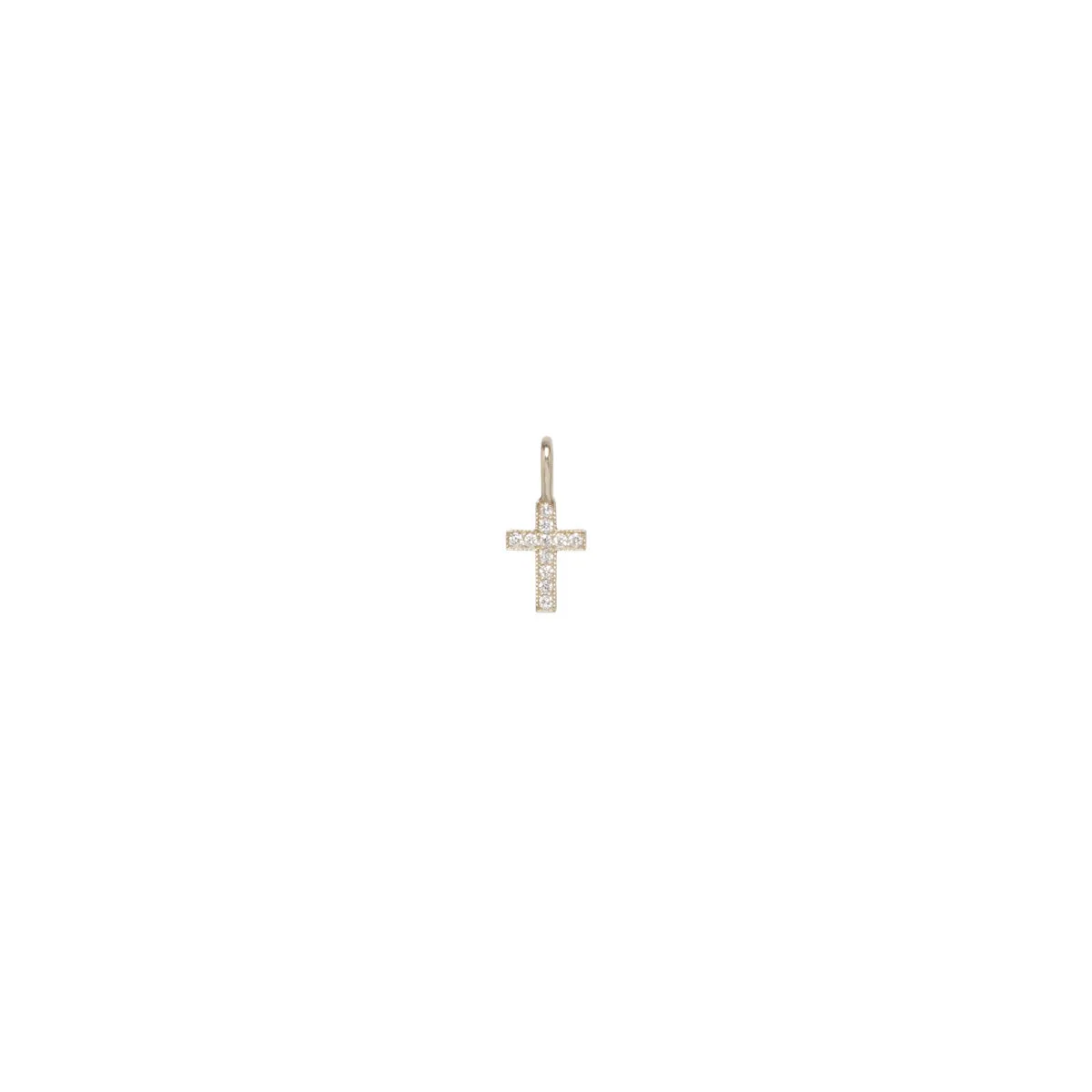 14k Single Midi Bitty Pavé Diamond Cross Charm