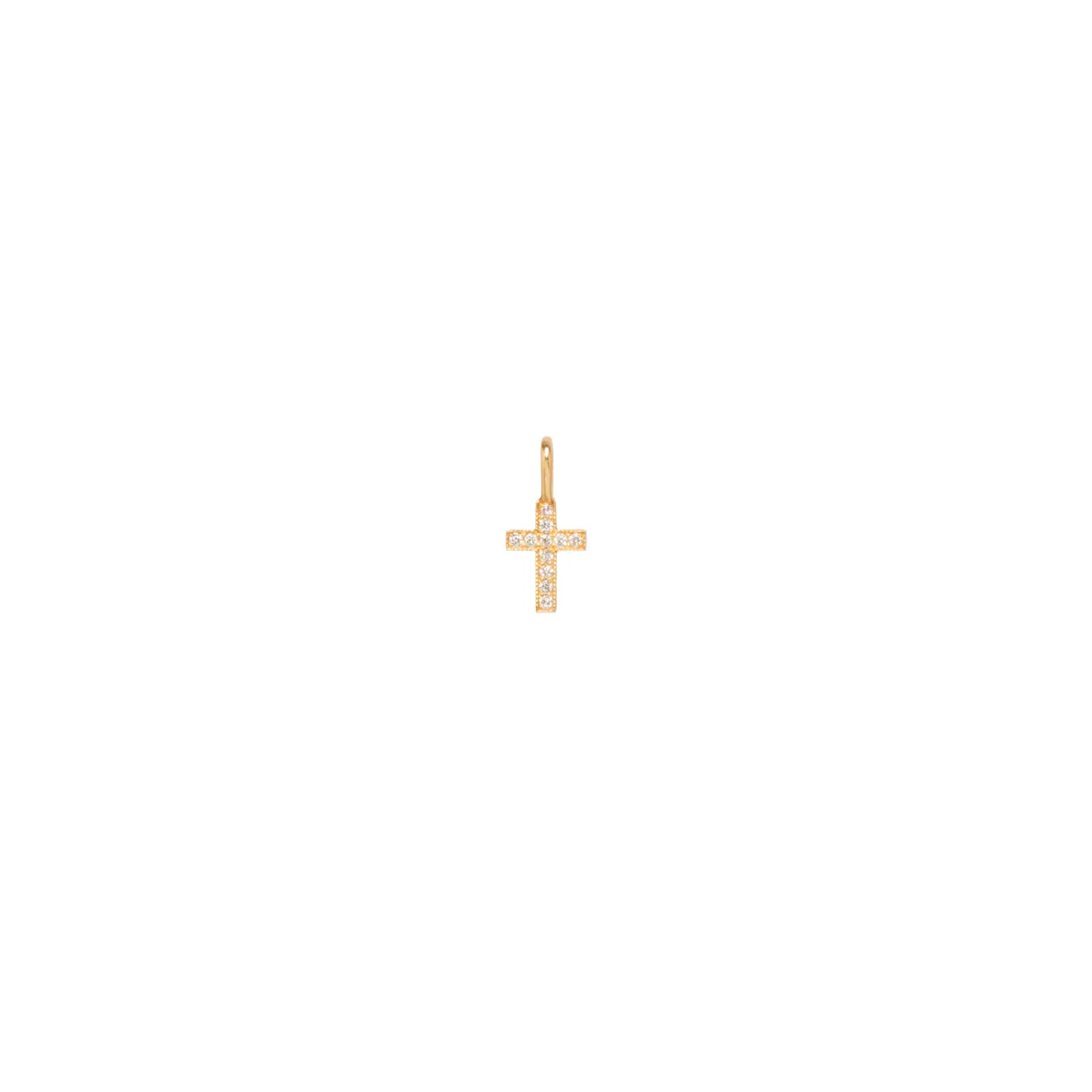 14k Single Midi Bitty Pavé Diamond Cross Charm