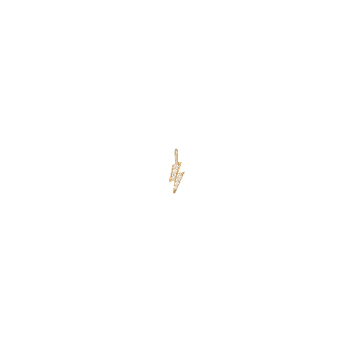 14k Single Midi Bitty Pavé Diamond Lightning Bolt Charm