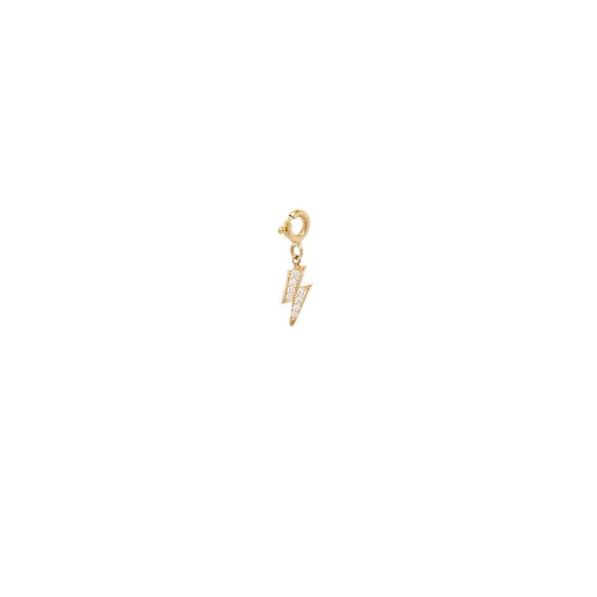 14k Single Midi Bitty Pavé Diamond Lightning Bolt Charm