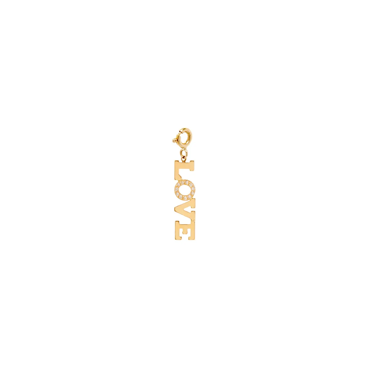 14k Single Pavé Diamond 4 Letter Charm Pendant