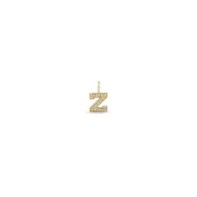 14k Single Pavé Diamond Large Initial Letter Charm Pendant