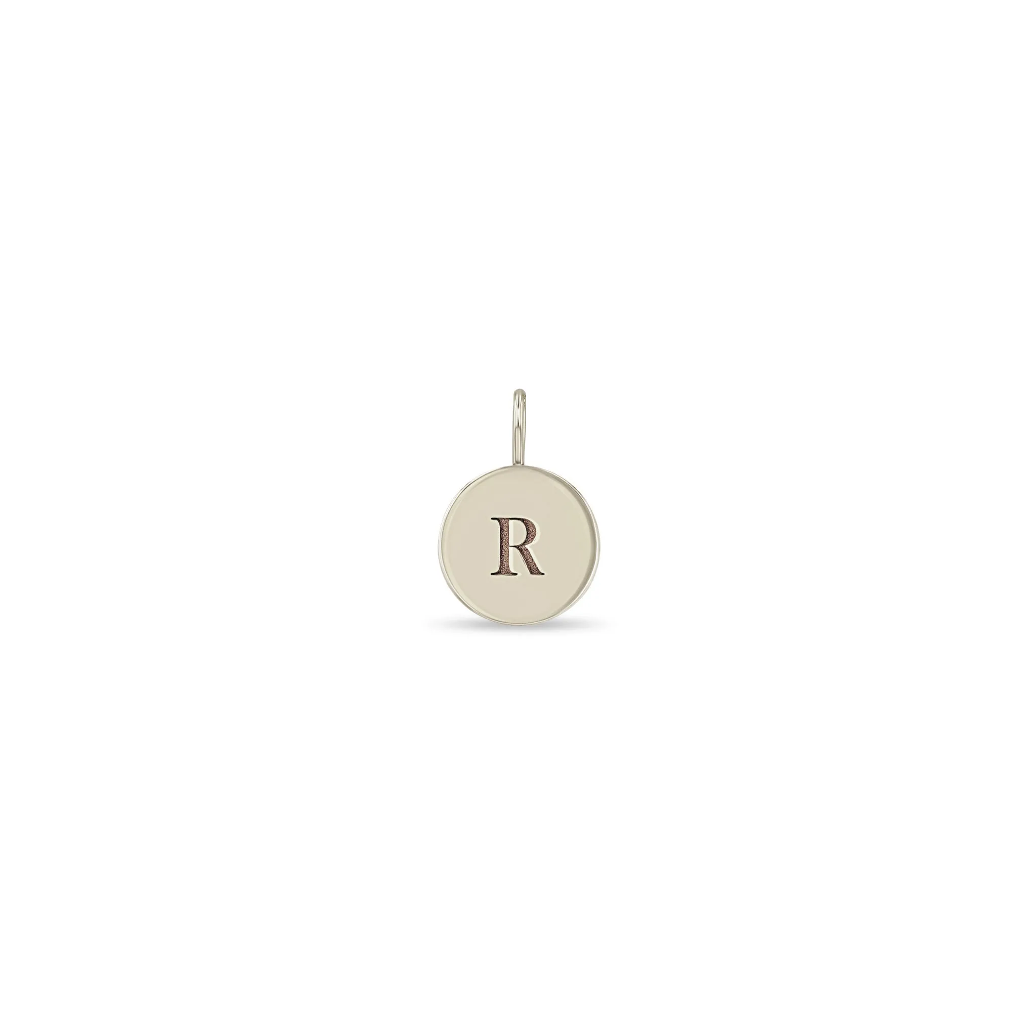 14k Single Small Engraved Initial Disc Charm Pendant