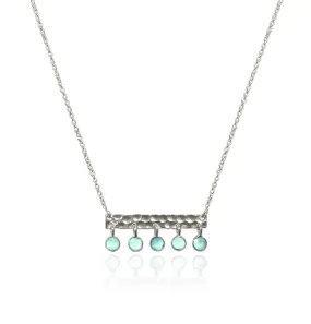 5 Stone Bavaria Bar Necklace Aqua Chalcedony