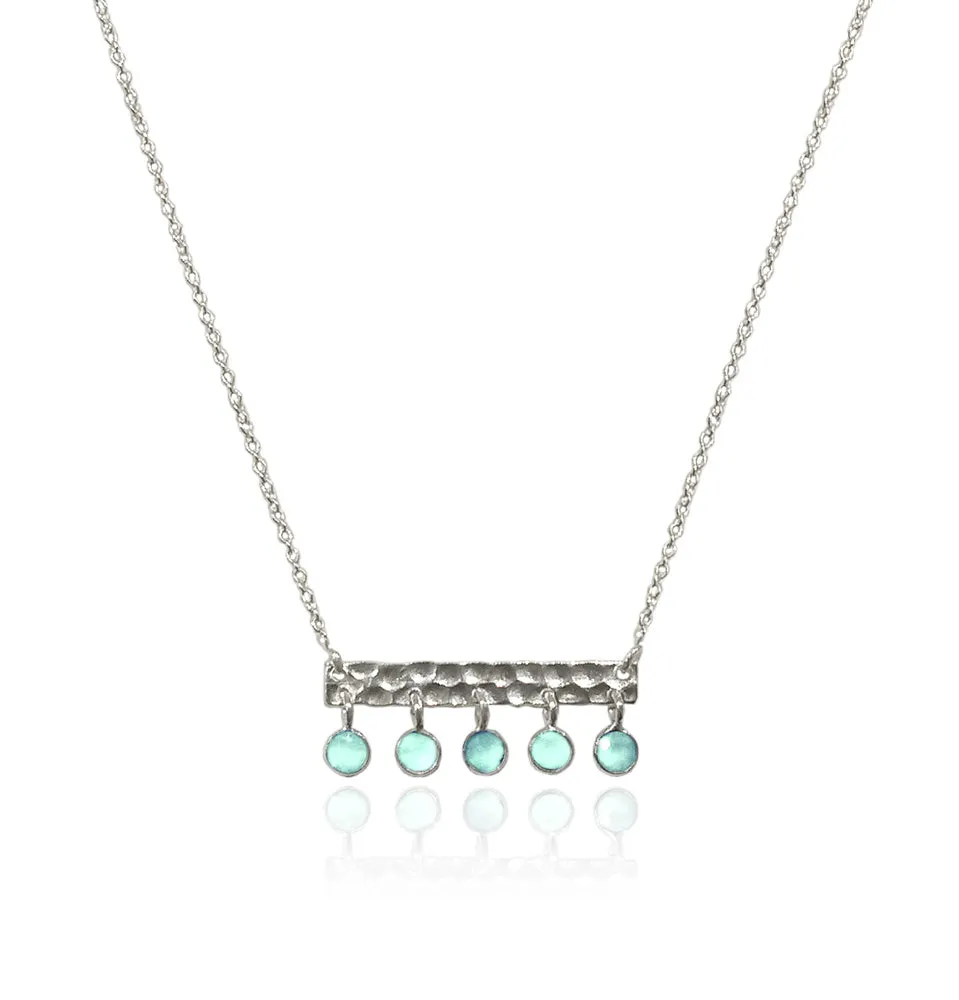 5 Stone Bavaria Bar Necklace Aqua Chalcedony