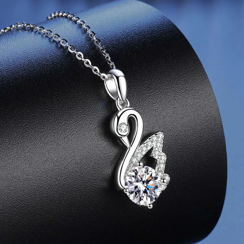 925 Silver Swan Moissanite Necklace