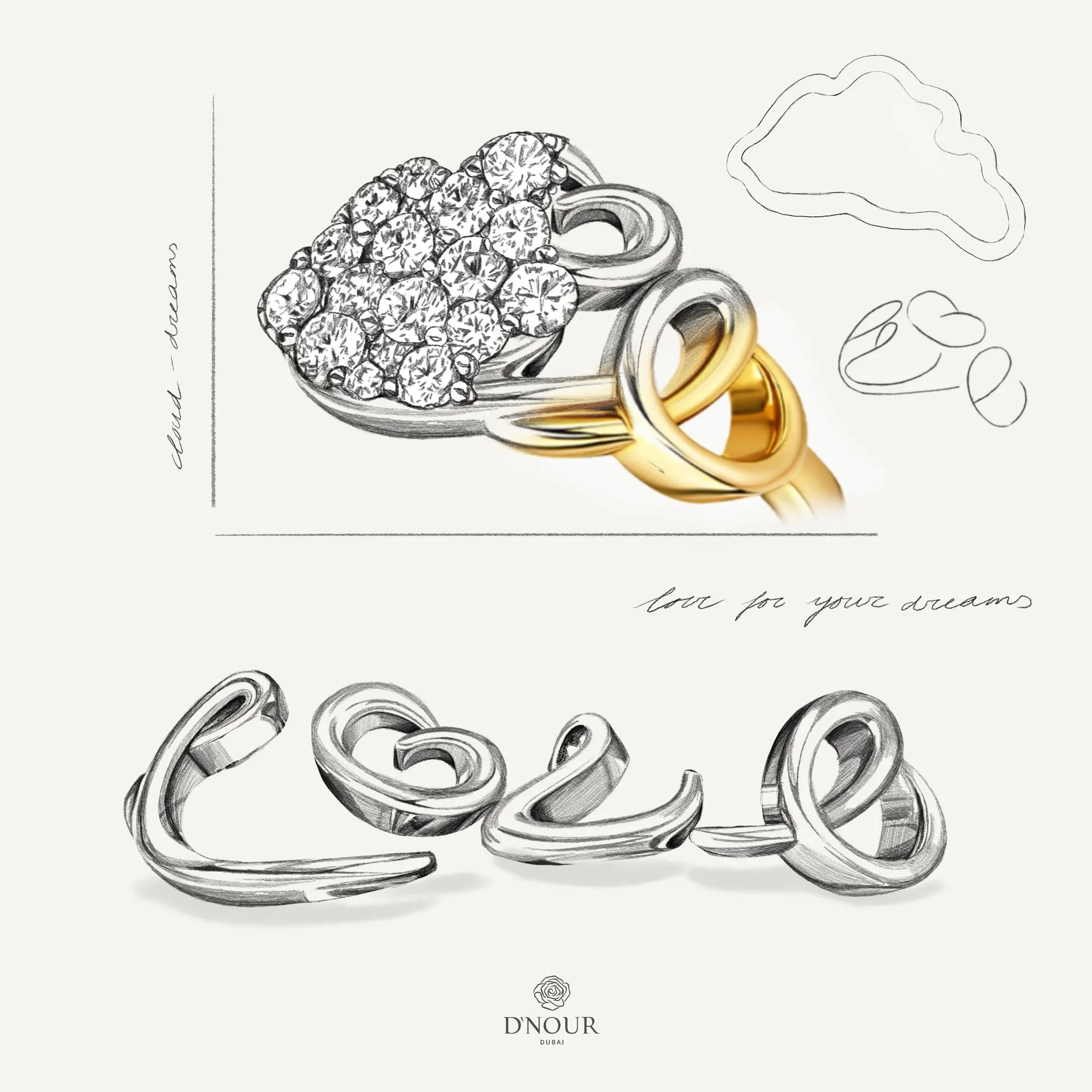 Allusia Love Detailed 18K Gold Ring