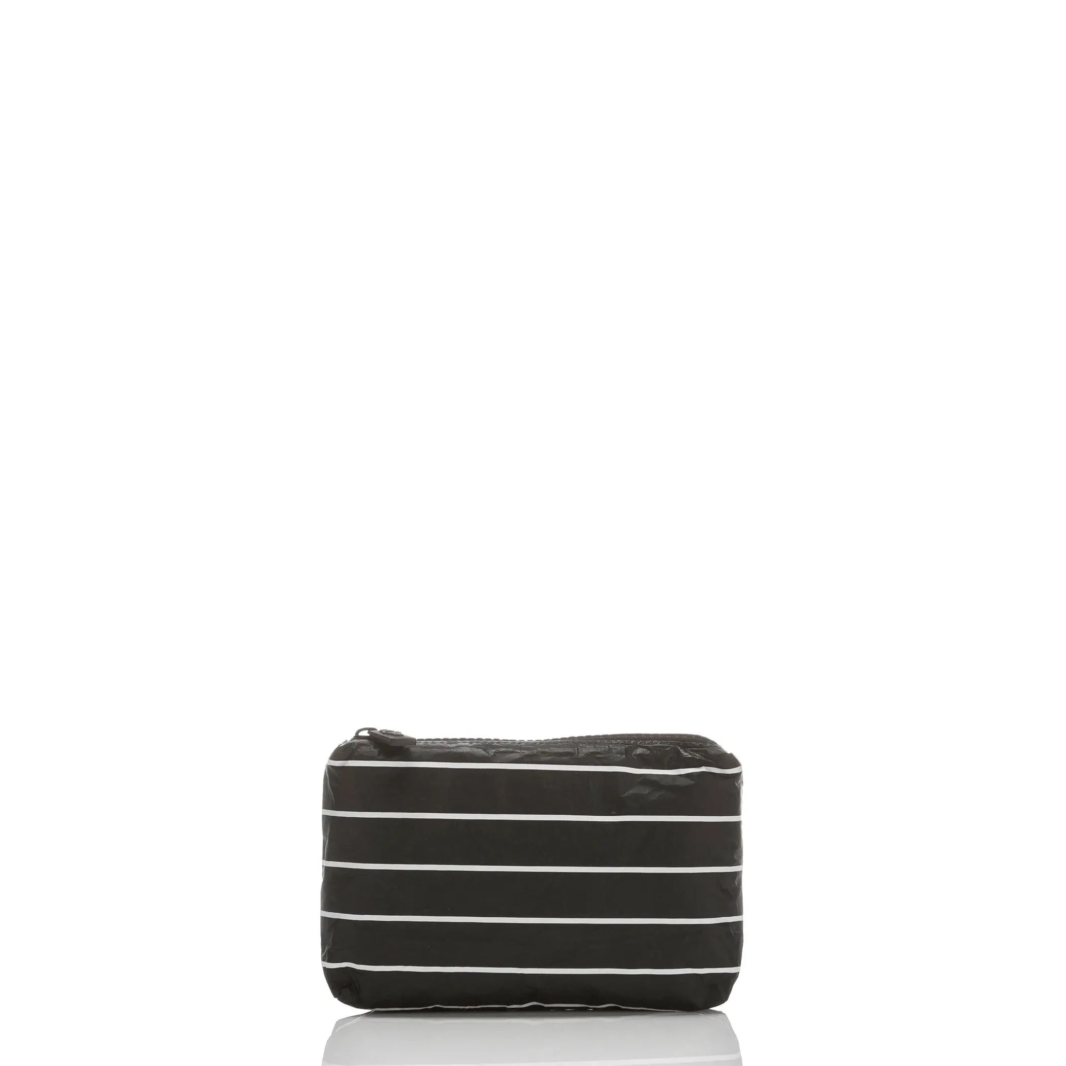 Aloha Mini Pinstripe Pouch in White on Black