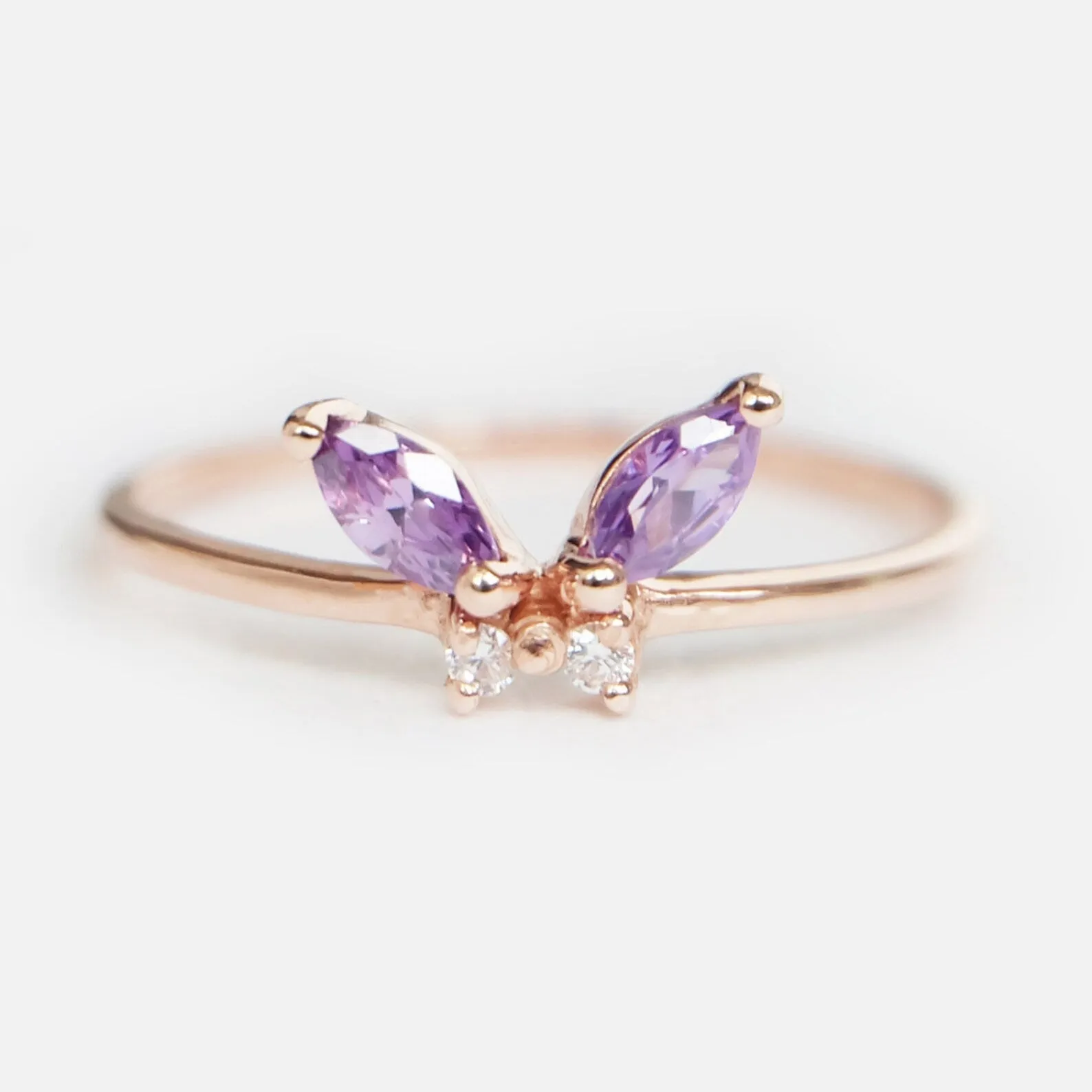 Amethyst Butterfly Ring Kelebek