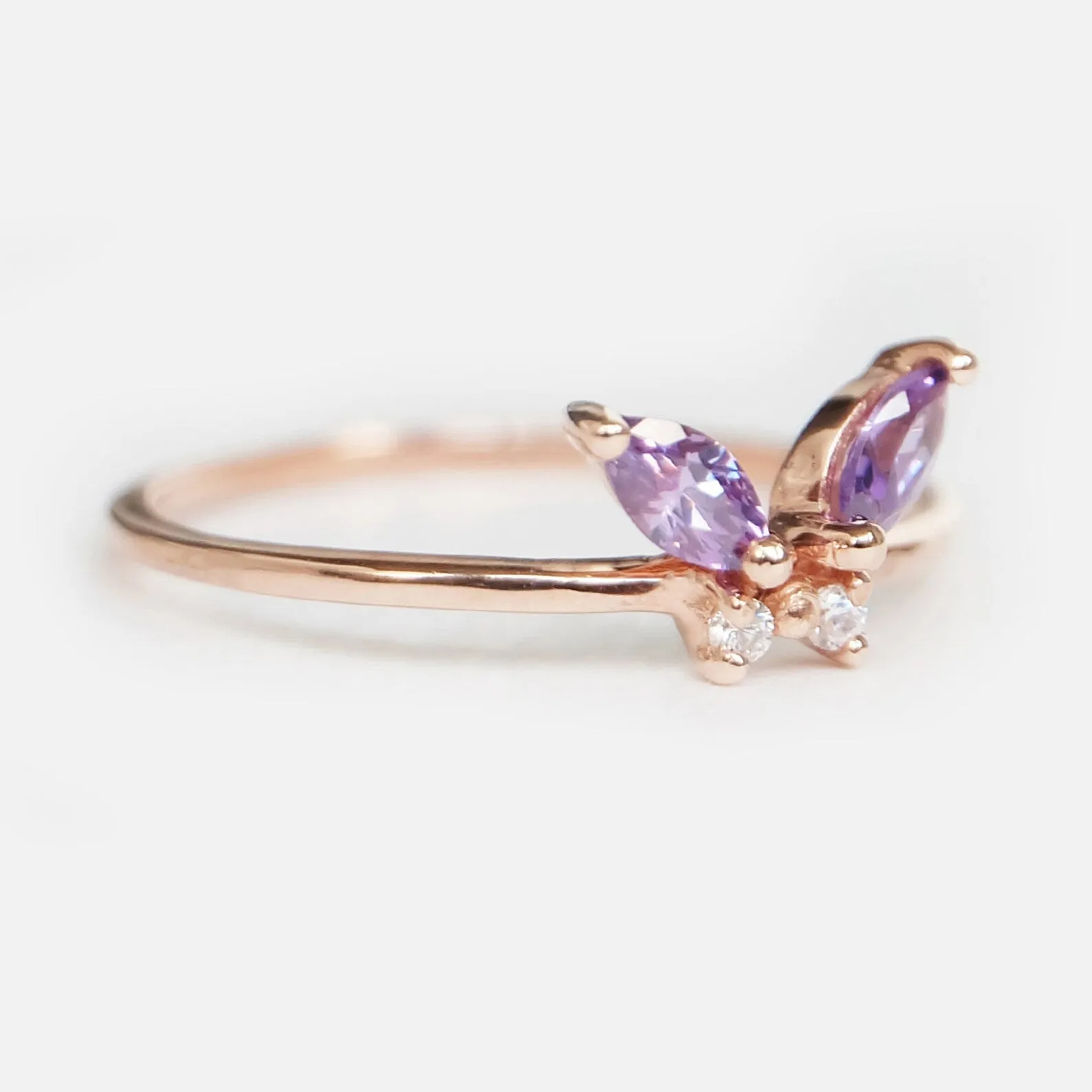 Amethyst Butterfly Ring Kelebek