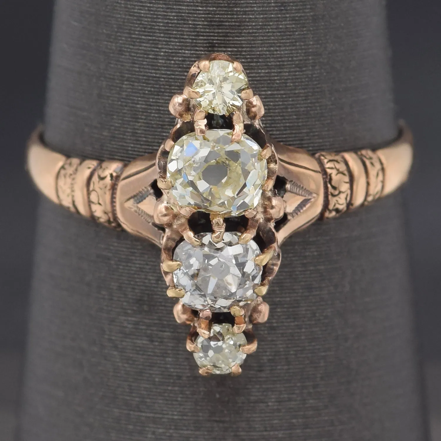 Antique 14K Yellow Gold 0.72 TCW Old Mine Cut Diamond Band Ring