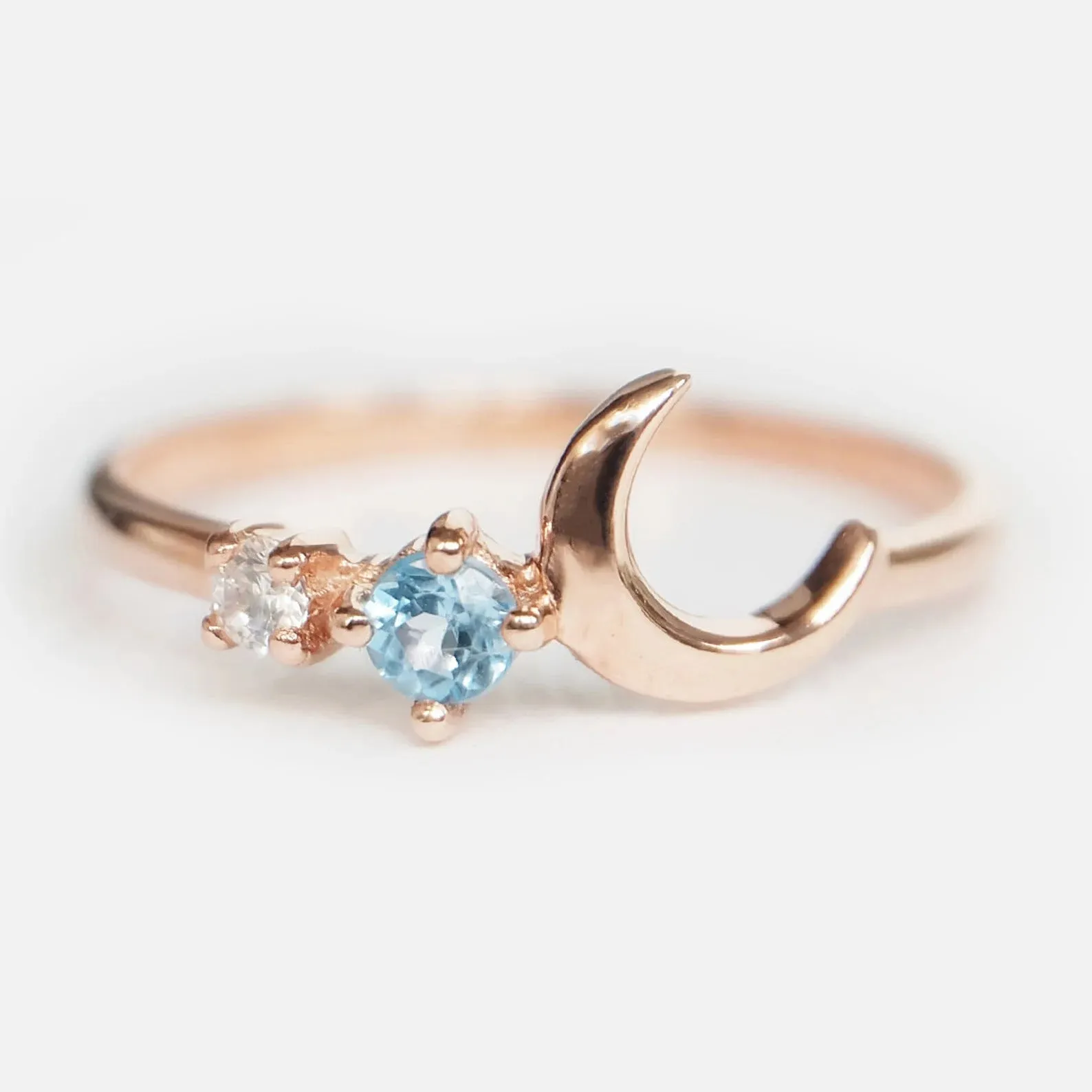 Aquamarine Crescent Moon Ring Tressa