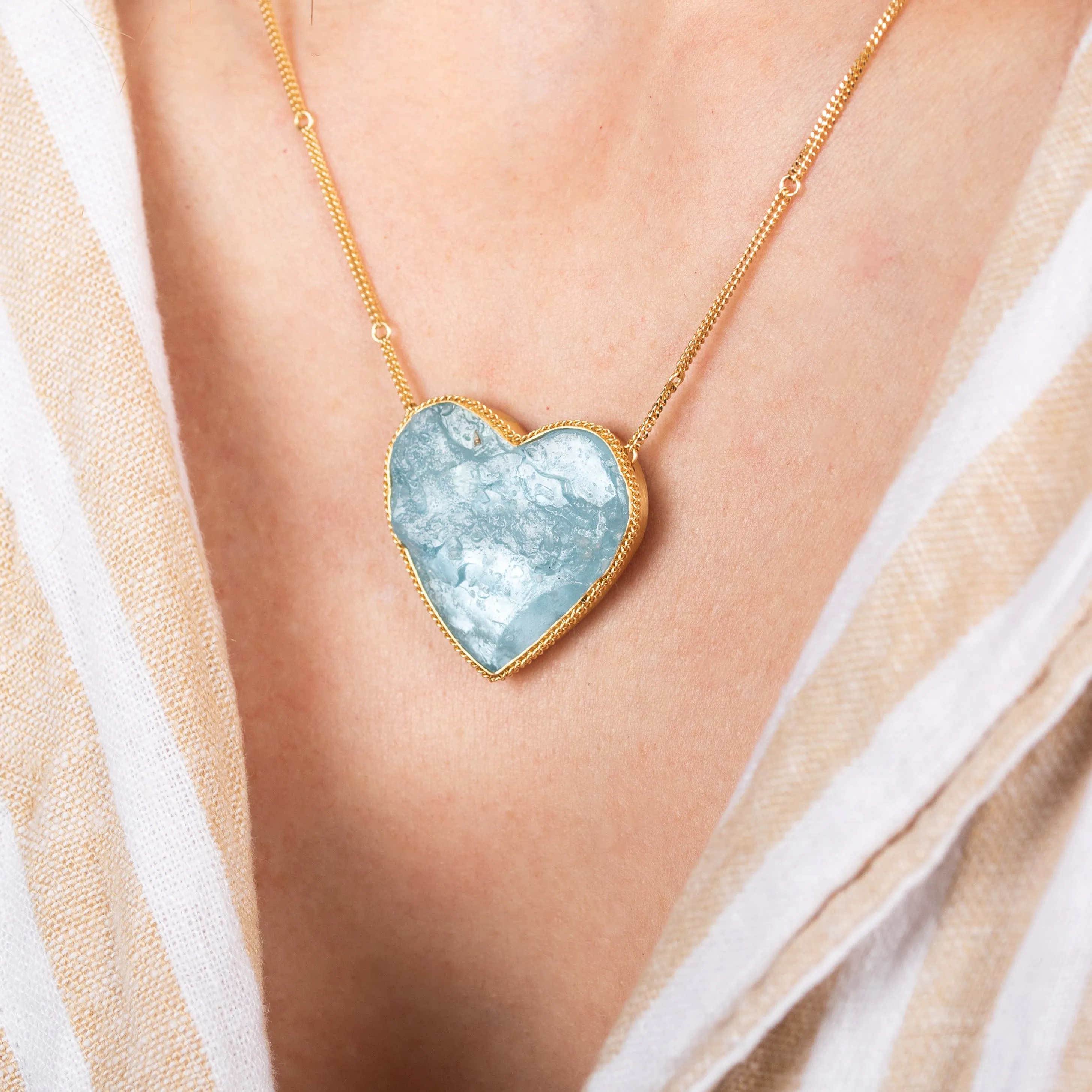 Aquamarine Heart Necklace