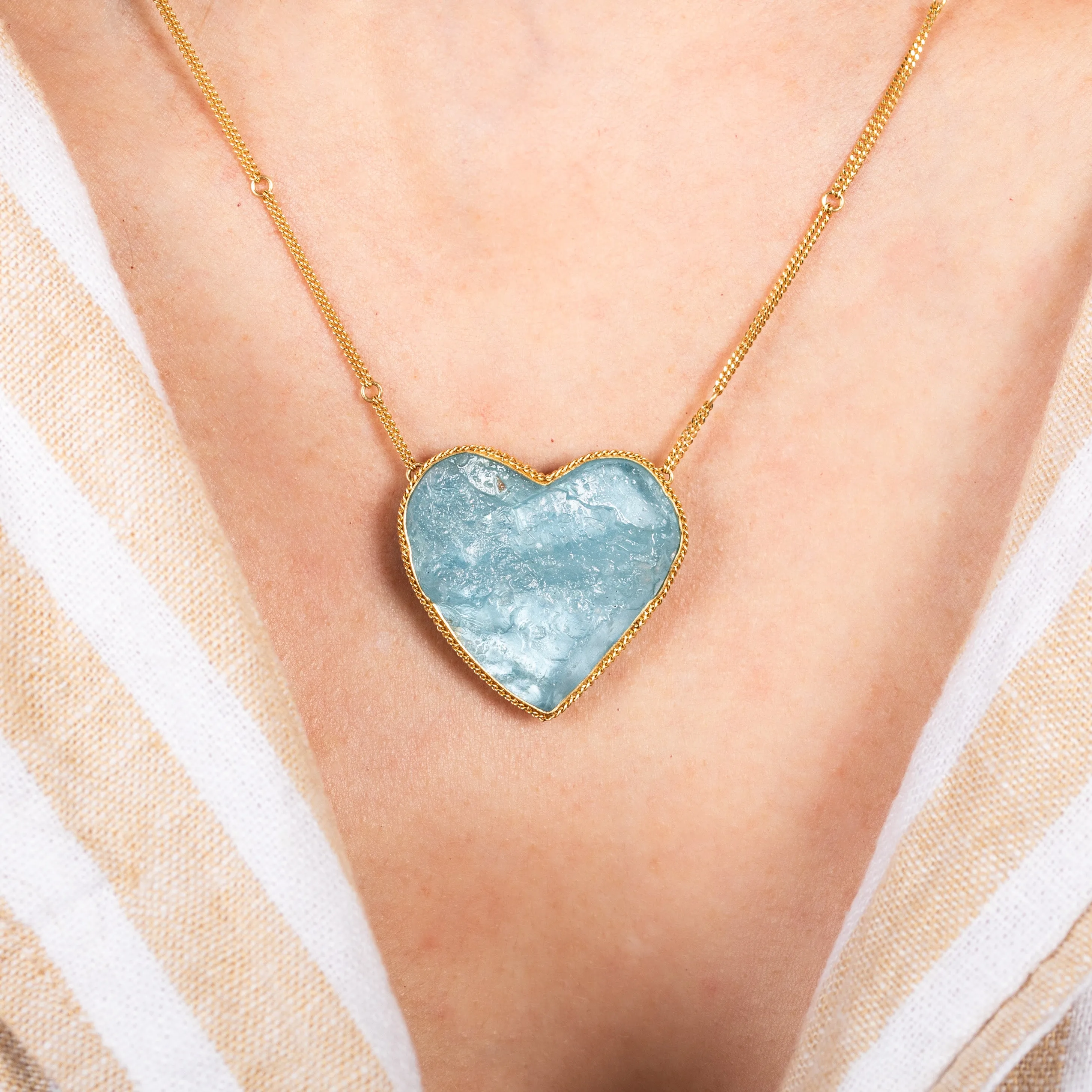 Aquamarine Heart Necklace