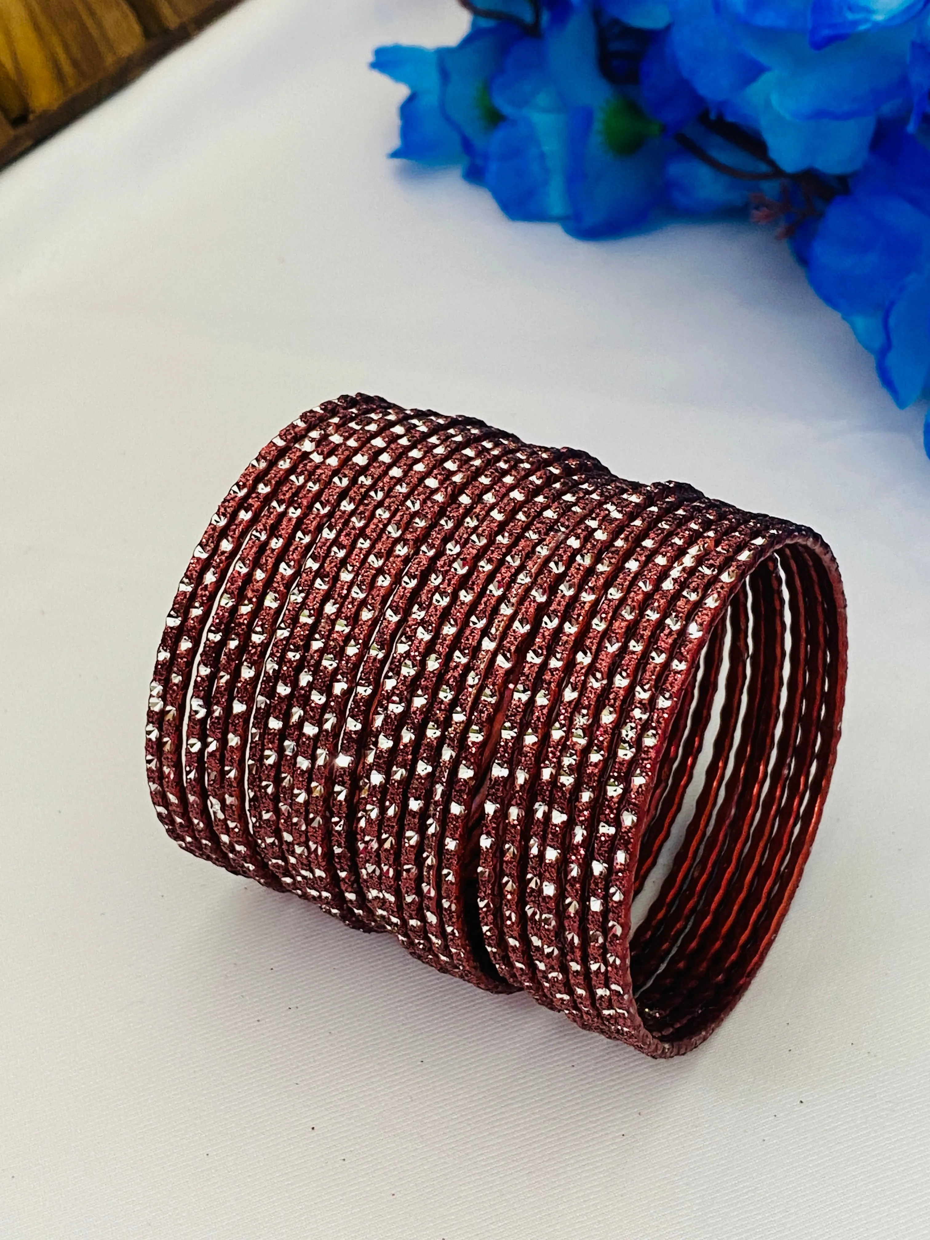 Attractive Brown Color Glitter Metal Bangles