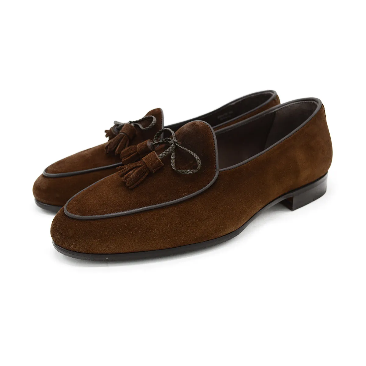 Berwick 1707 Braided Tassel Belgian Loafer (5154) - Dark Brown Suede