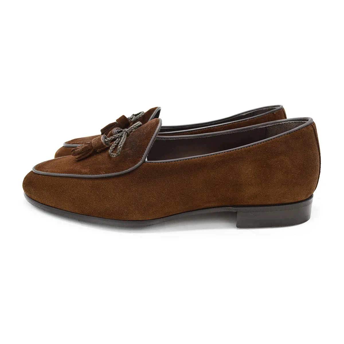 Berwick 1707 Braided Tassel Belgian Loafer (5154) - Dark Brown Suede