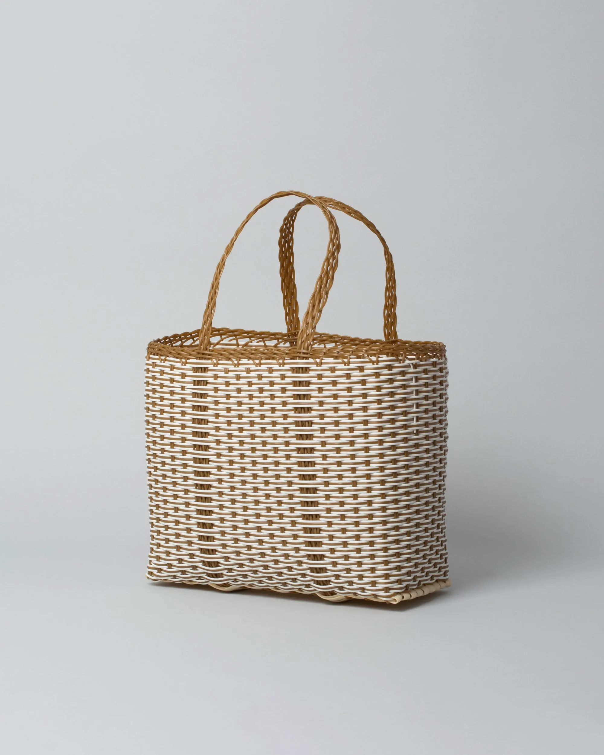 Bicolor Tote Basket Bag