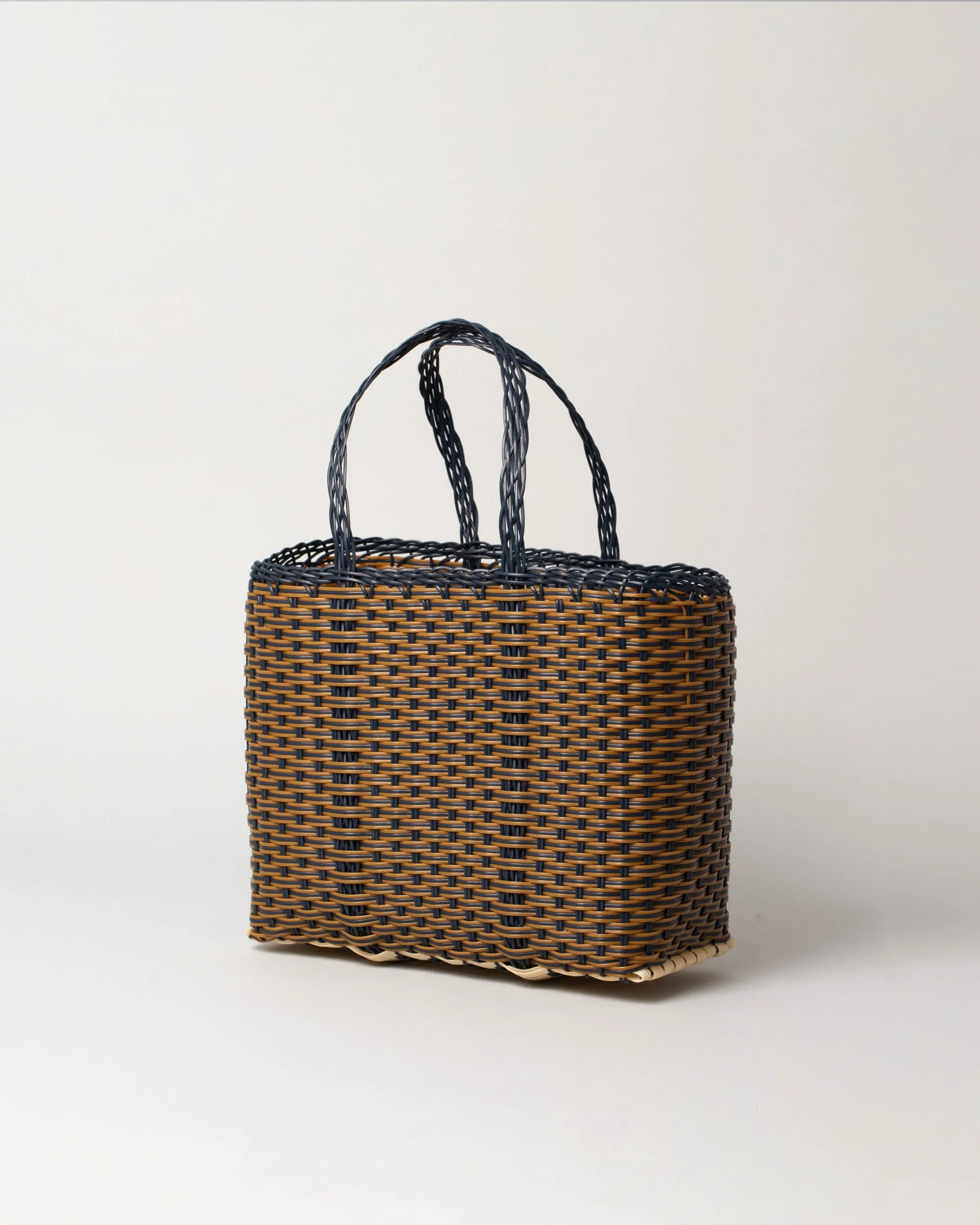 Bicolor Tote Basket Bag