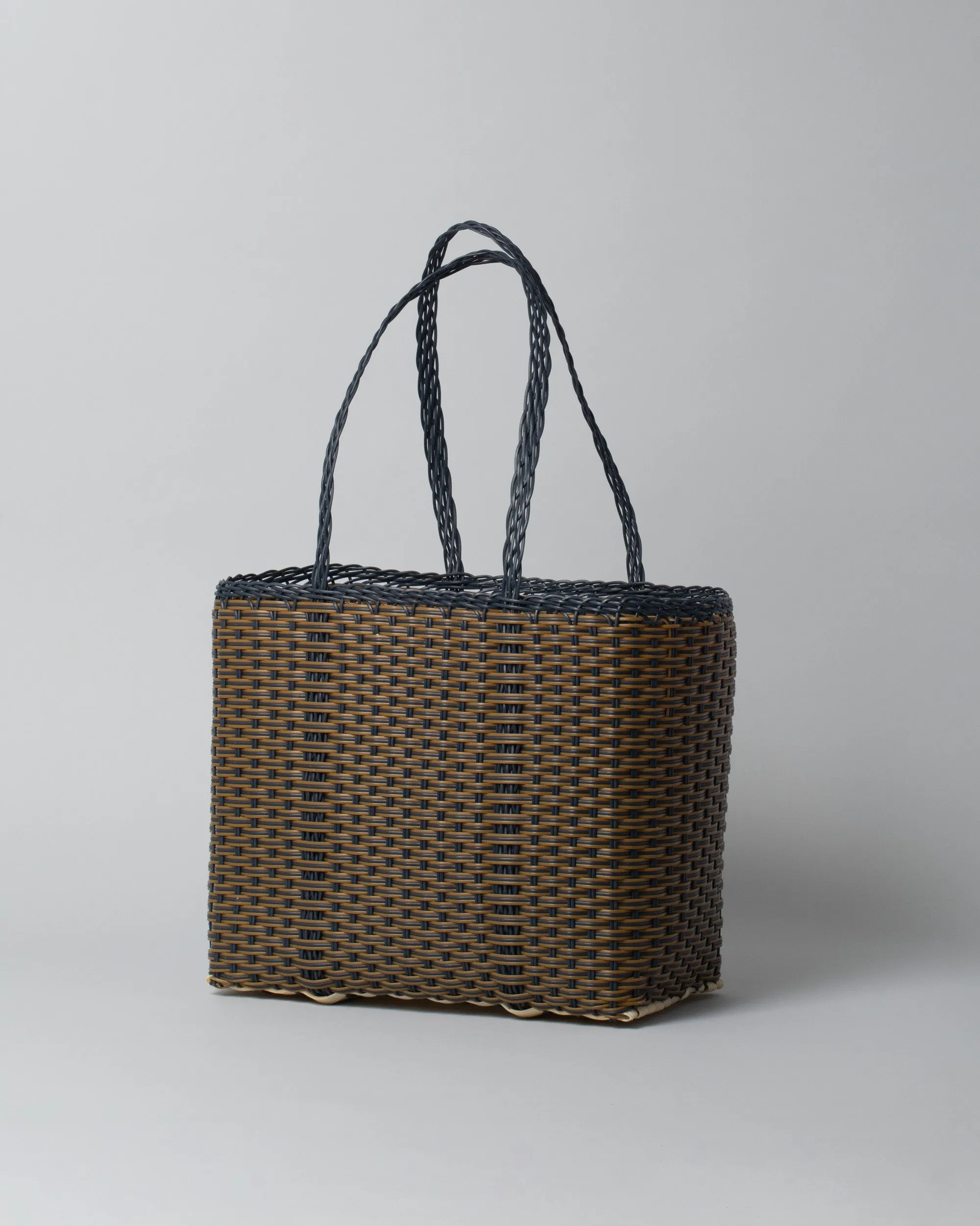 Bicolor Tote Basket Bag