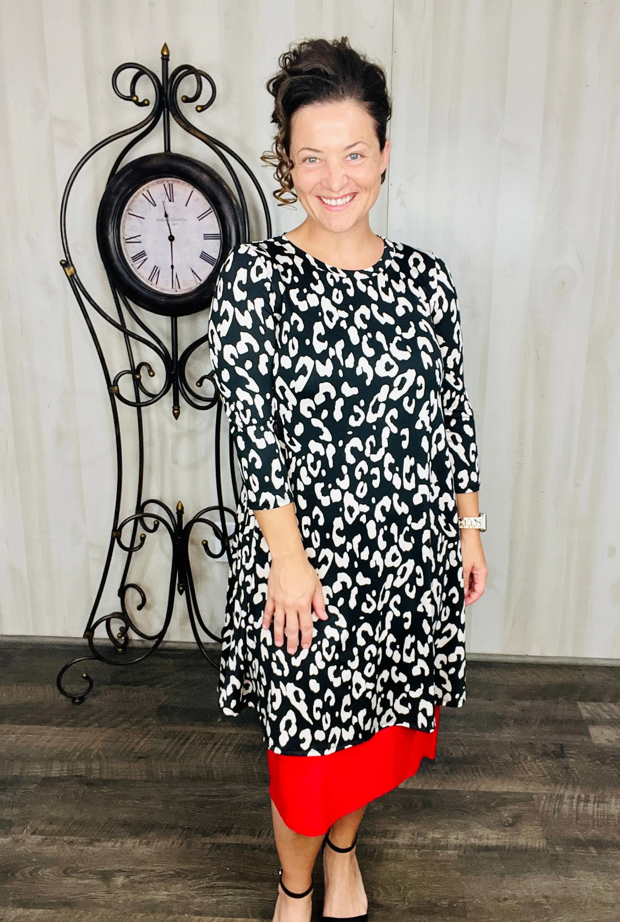 Black & Ivory Animal Print Tunic