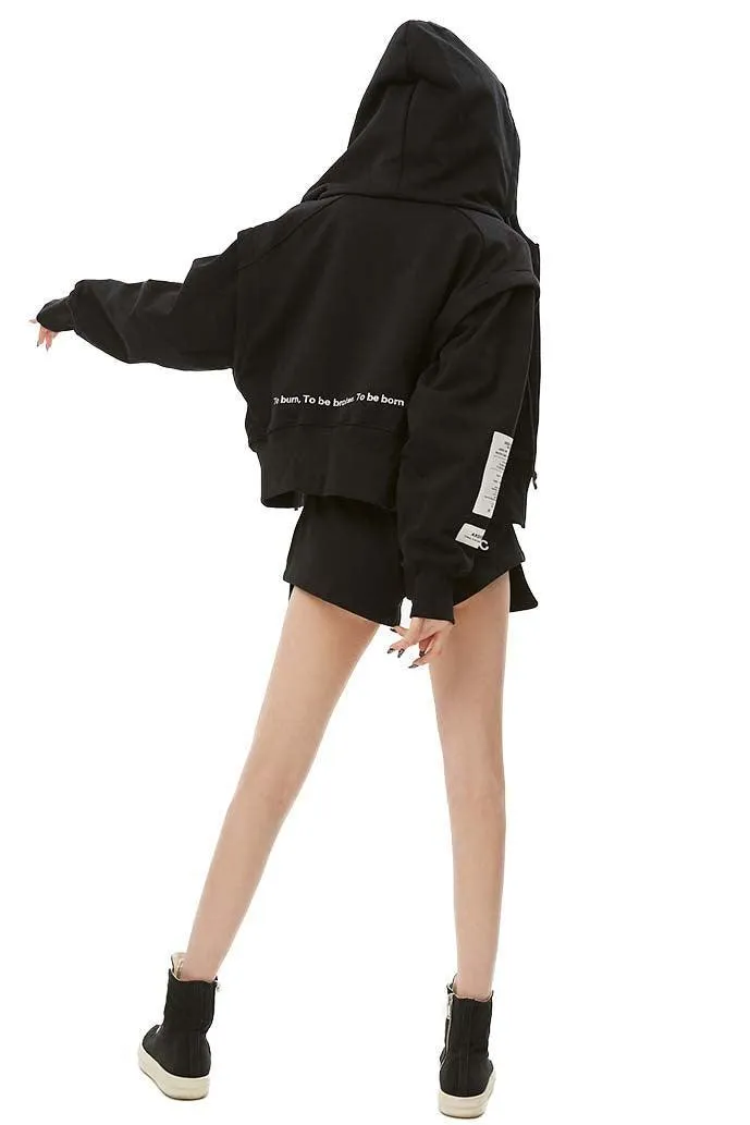 Black Hoodie with Removable Sleeves