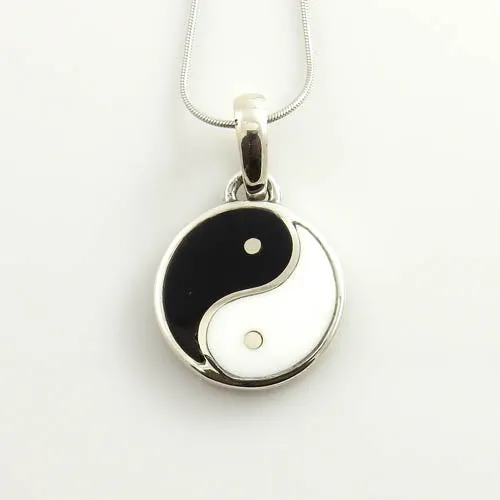 Black Onyx Howlite Silver Yin-Yang Pendant