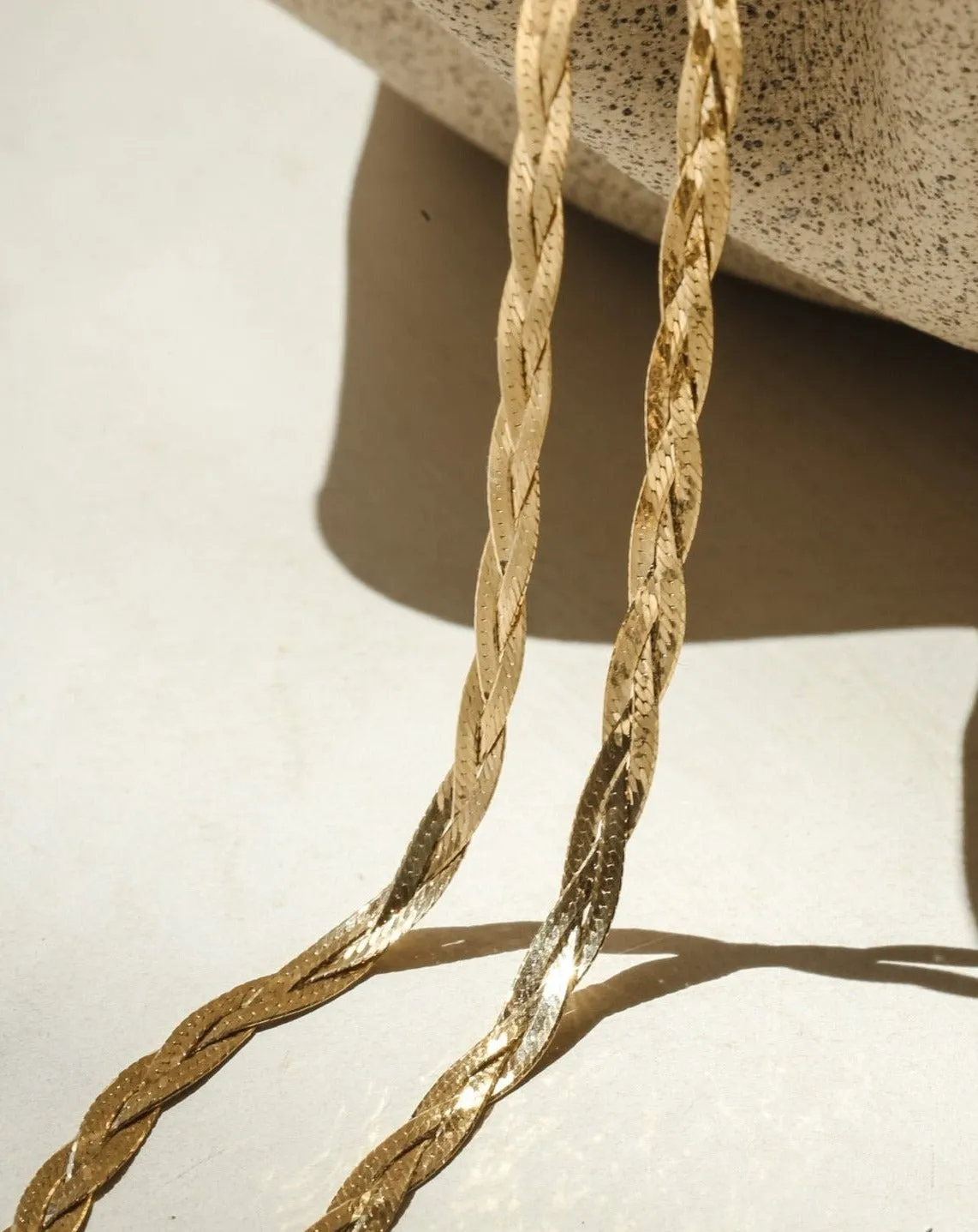 Braided Herringbone Bracelet - Gold Vermeil