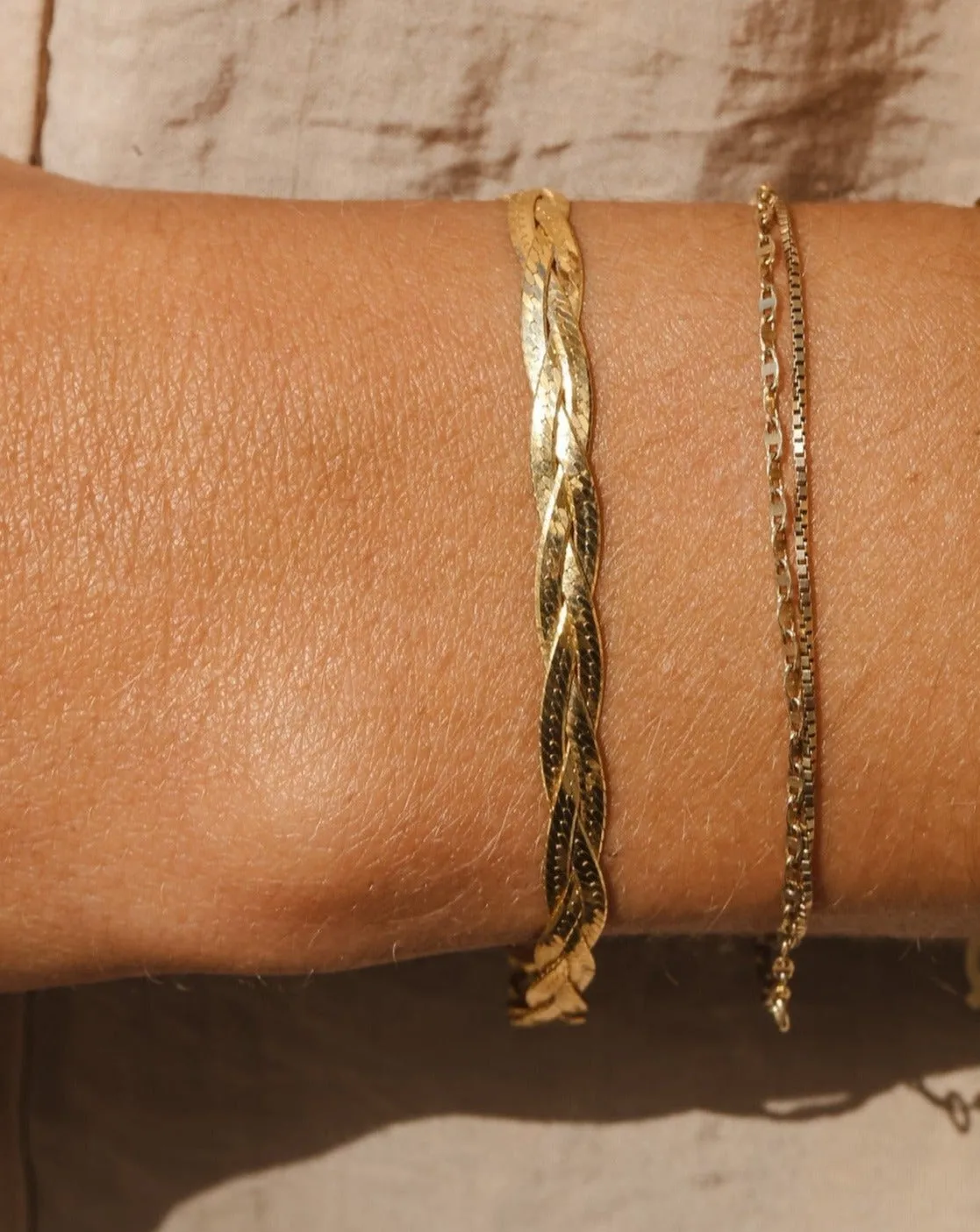 Braided Herringbone Bracelet - Gold Vermeil