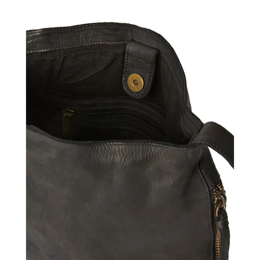 BUCKET TOTE - BLACK LEATHER