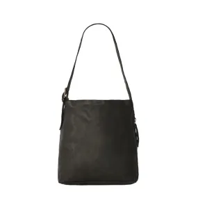 BUCKET TOTE - BLACK LEATHER