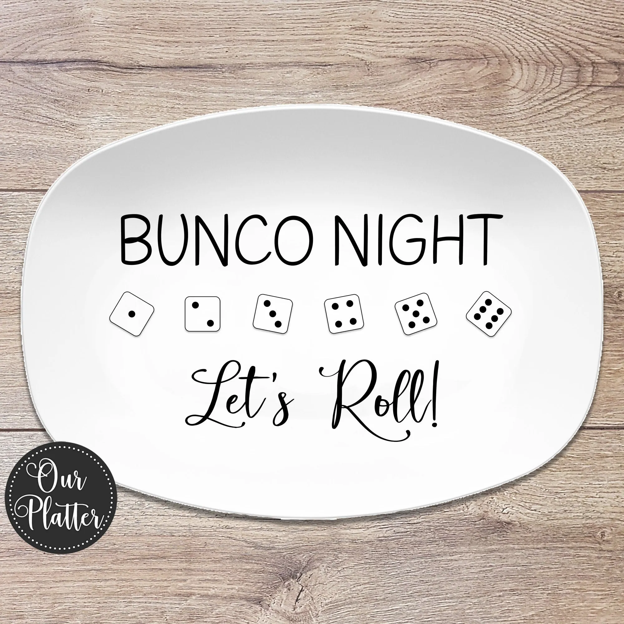 Bunco Game Night Dice Personalized Platter