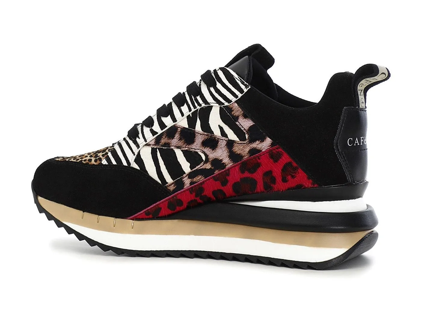 CafèNoir donna sneakers multimateriale con zeppa