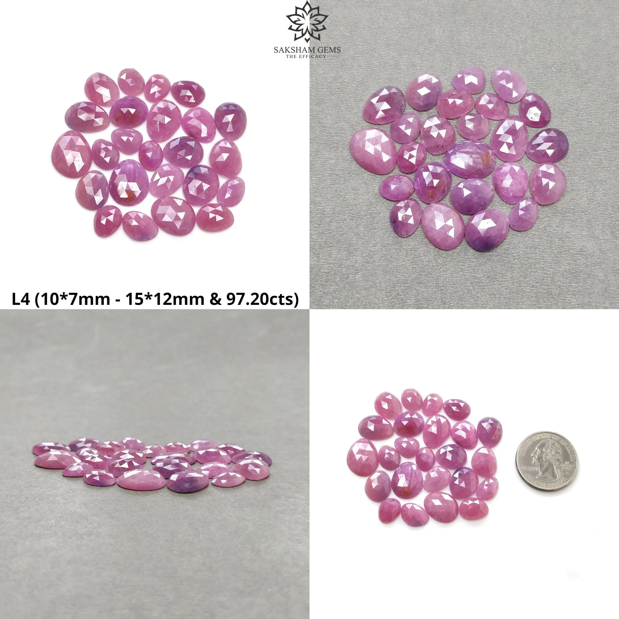 Chocolate Silver Yellow & Pink Sapphire Gemstone Rose Cut : Natural Untreated Unheated Sapphire Multi Color Egg Shape Lots