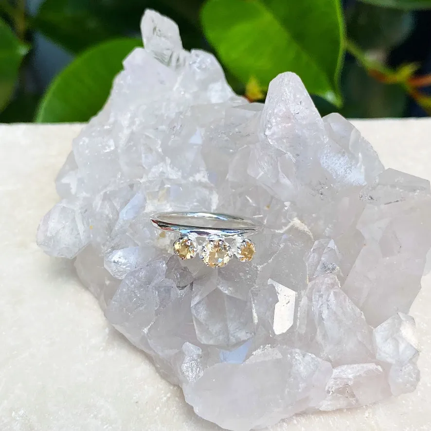 Citrine Three Gem Ring - Trinity