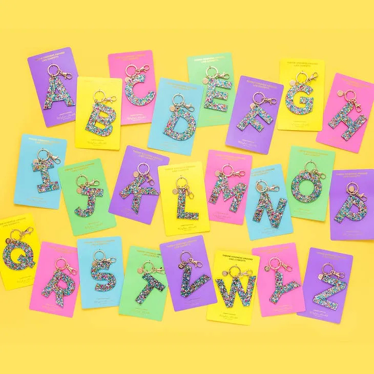 Confetti Acrylic Letter Keychains ~ Various Letters