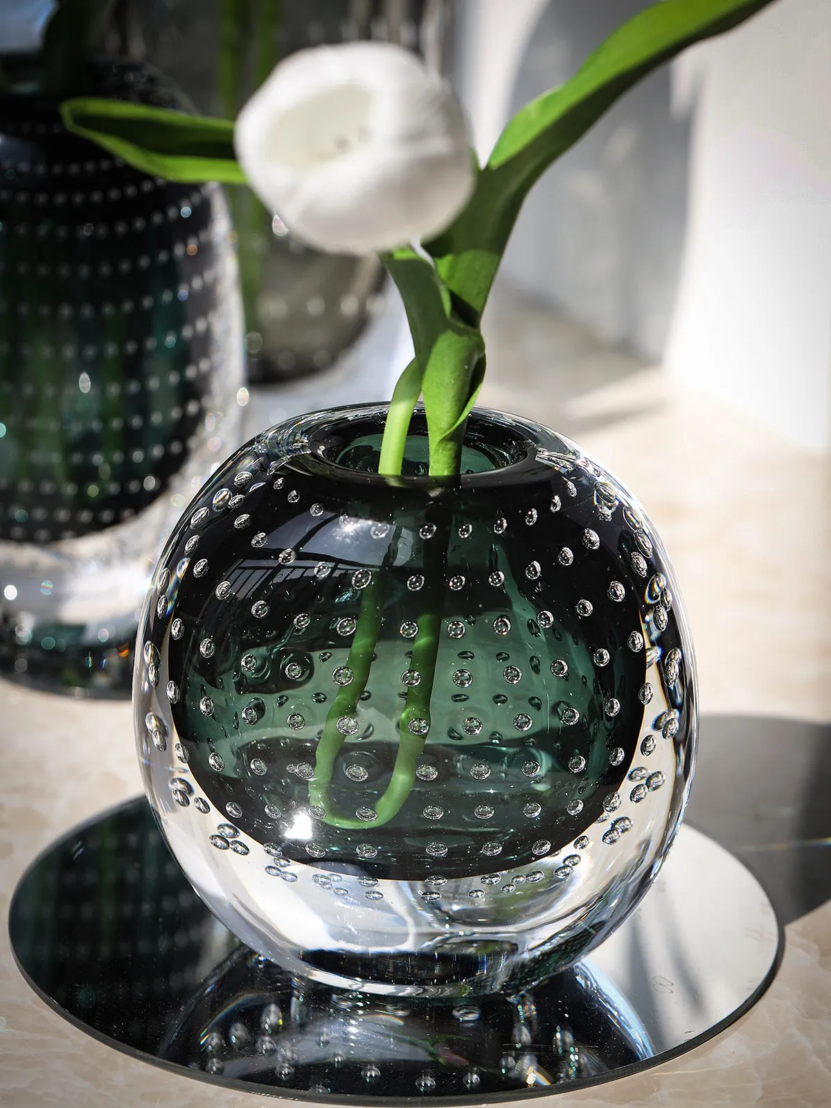 Controlled Bubble Art Glass Vase