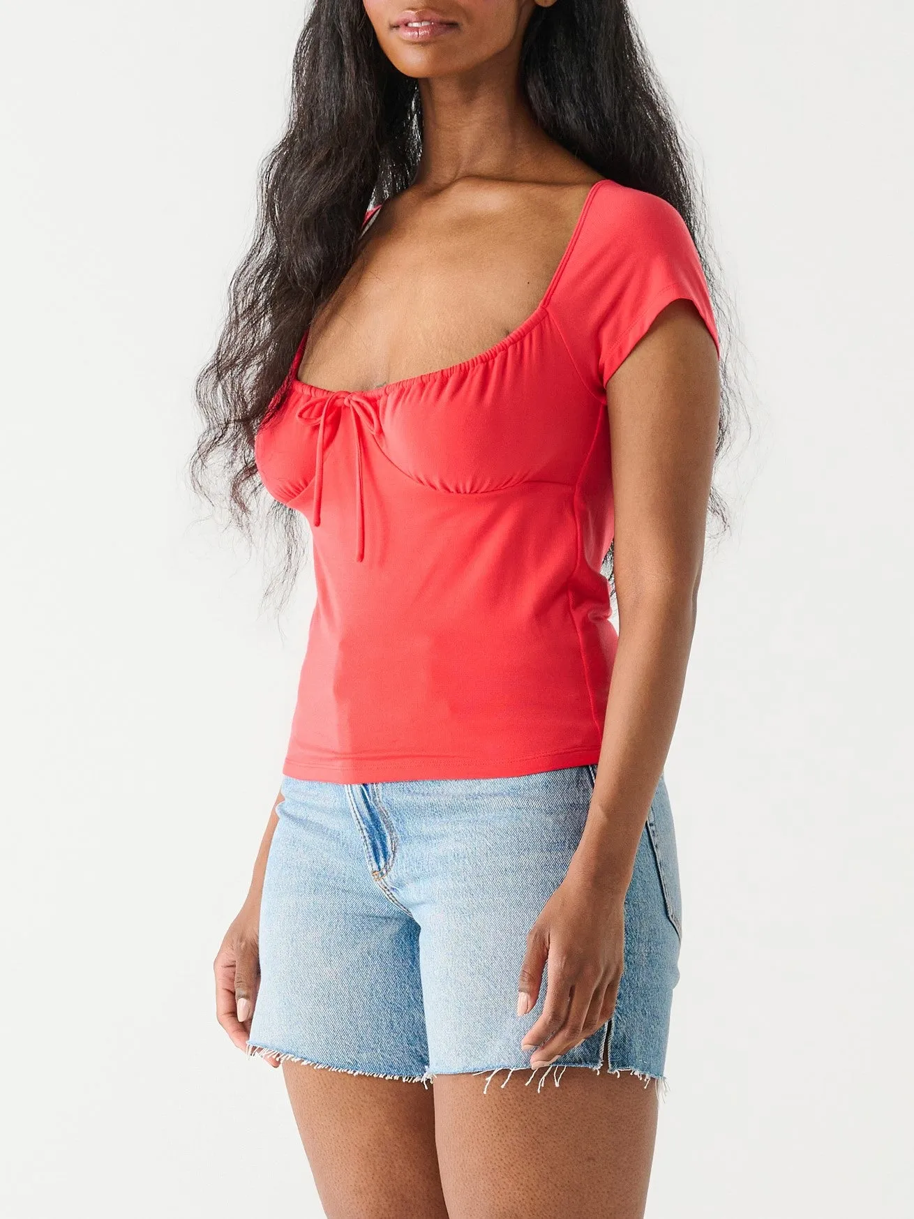 DEX Sweetheart Tie Front Top