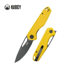 Doris Liner Lock Front Flipper Folding Knife Yellow G10 Handle 3.27 Blackwash Finish 14C28N KU324G