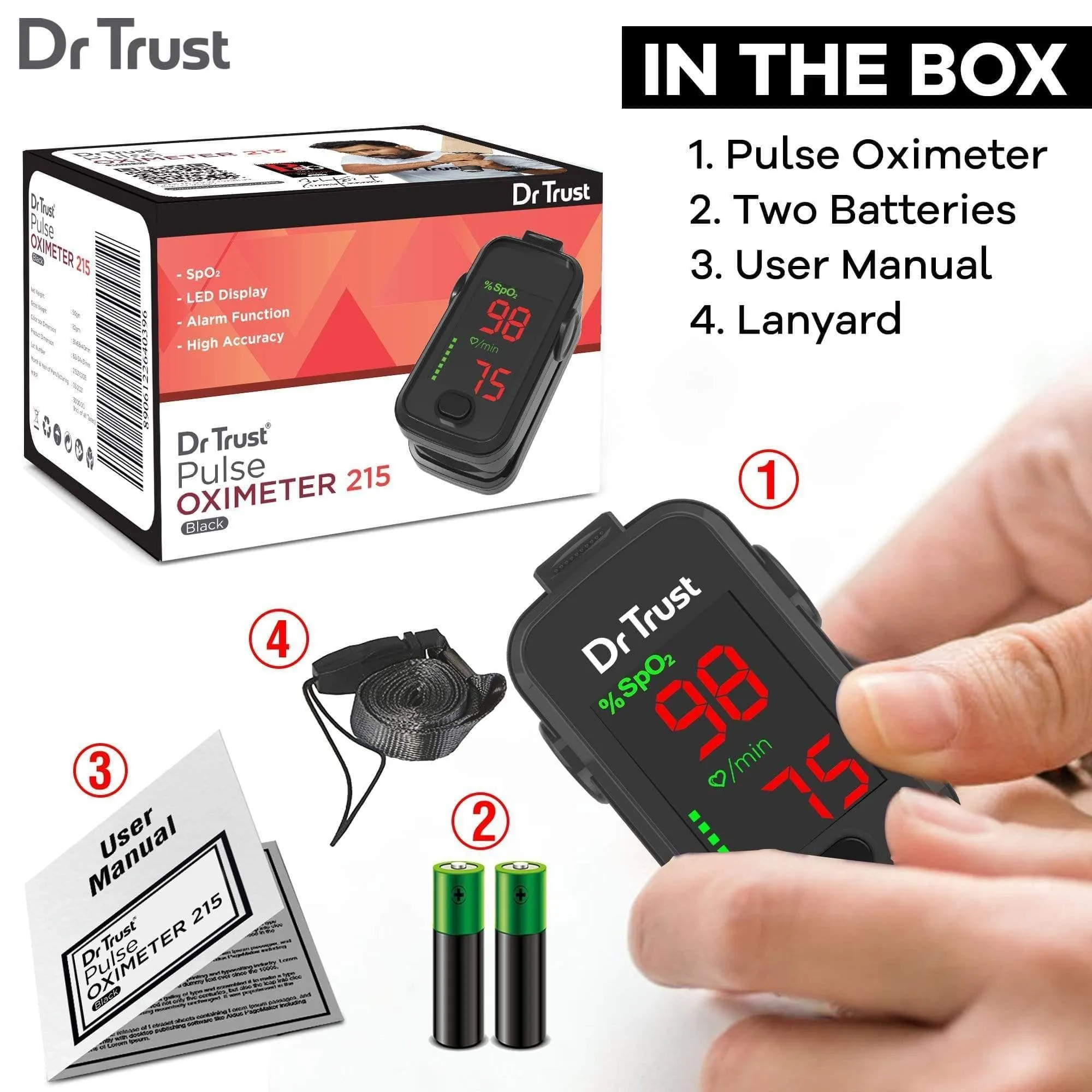 Dr Trust USA Pulse Oximeter 215 (Black)