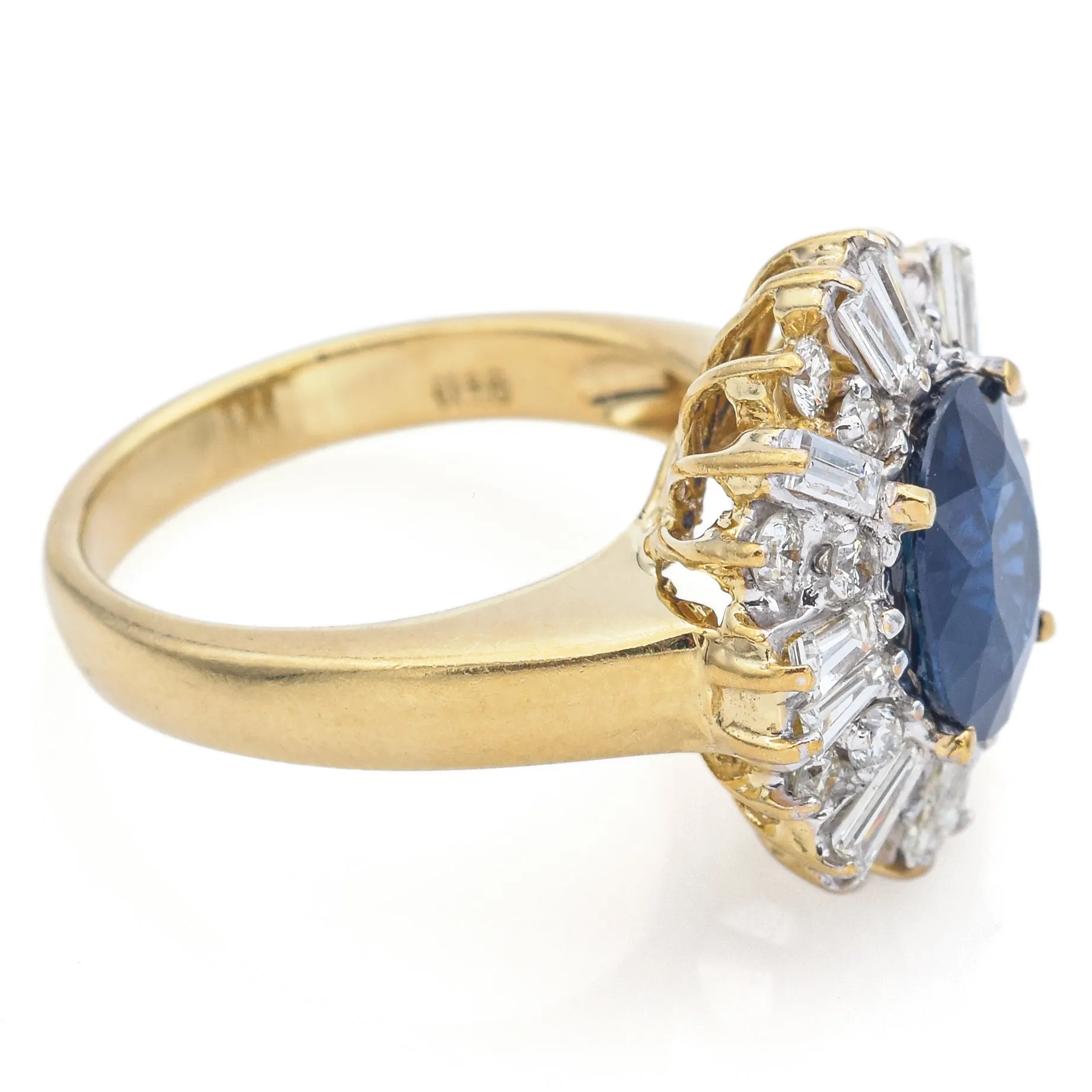 Estate 18K Yellow Gold 2.75 Ct Sapphire & 1.32 TCW Diamond Ring Size 6.5