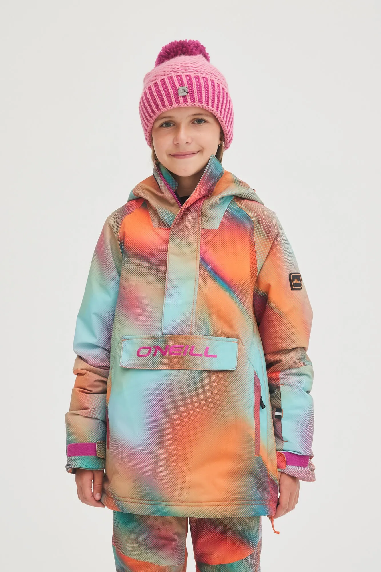 Girl's Anorak Snow Jacket - Dark Blue Fade Halftone