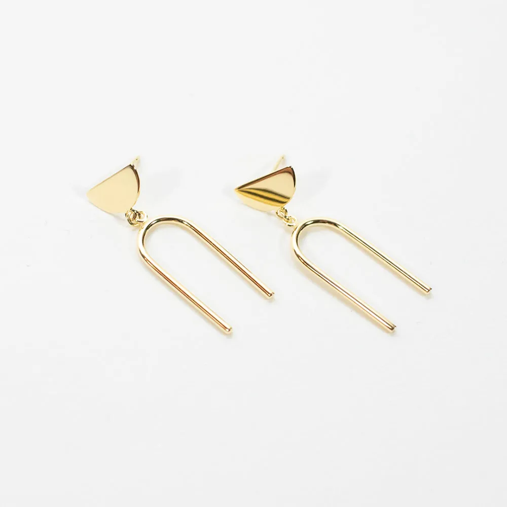 Gold Vermeil Half Moon Mod Studs