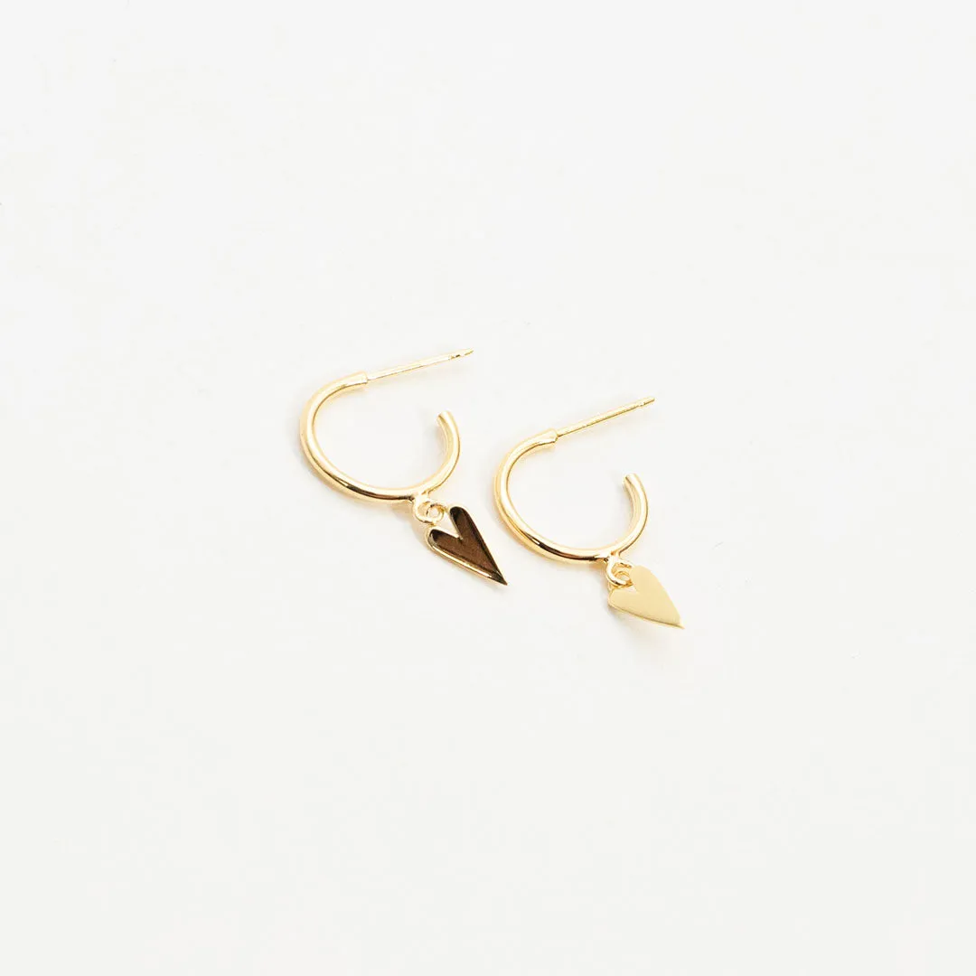 Gold Vermeil Long Heart Hoops